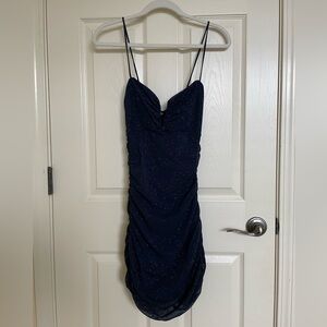 Shine Factor Glitter Mesh Mini Dress (Navy) from Windsor